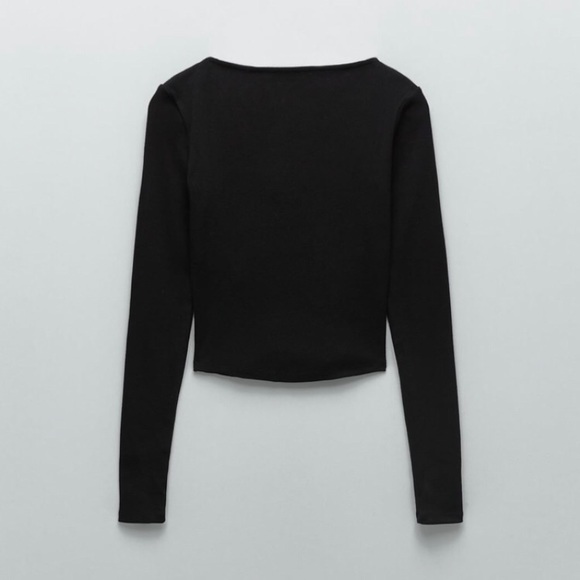 Zara | Square Neck Shirt Black Size Small - Picture 4 of 8